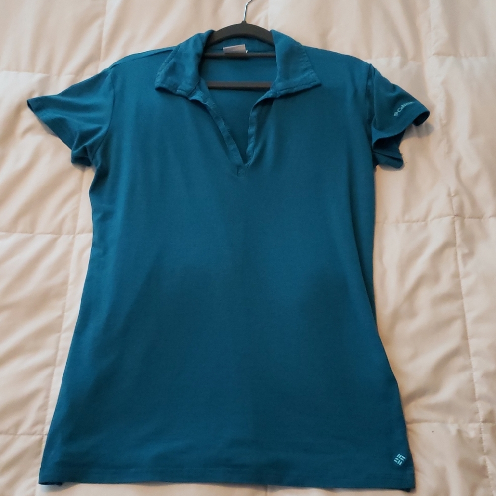 Blue teal Columbia polo shirt